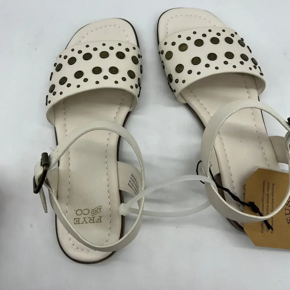 Frye and Co. Womens Brooklyn Adjustable Strap Flat Sandals Cream Size 6M